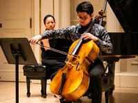 student playing string instrument